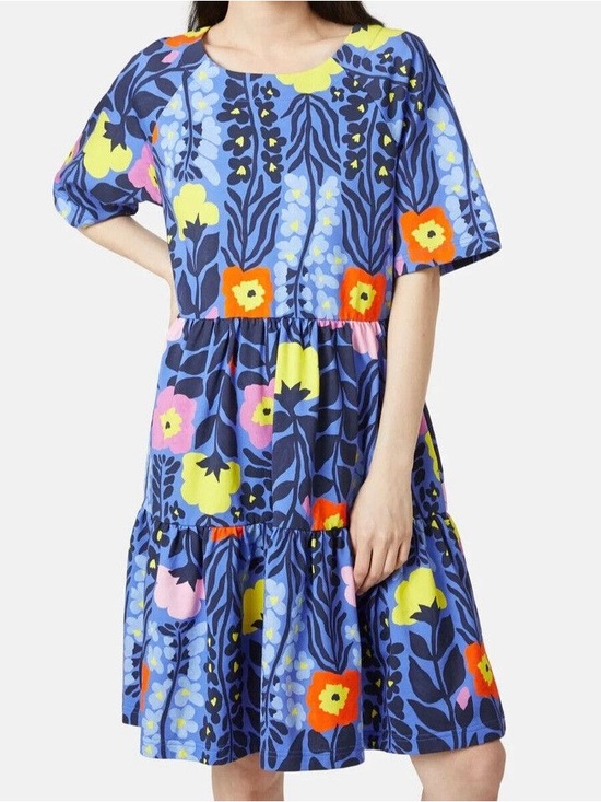 gorman Dresses & Skirts - Gorman organic cotton Blue floral tiered  Dress marimekko Scandinavian style